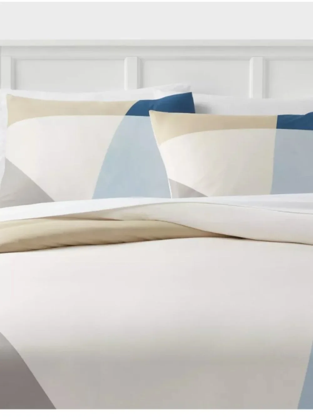 Room Essentials Twin/Twin XL 2Pc Duvet Cover Set Ivory/Blue Geo Stripe
